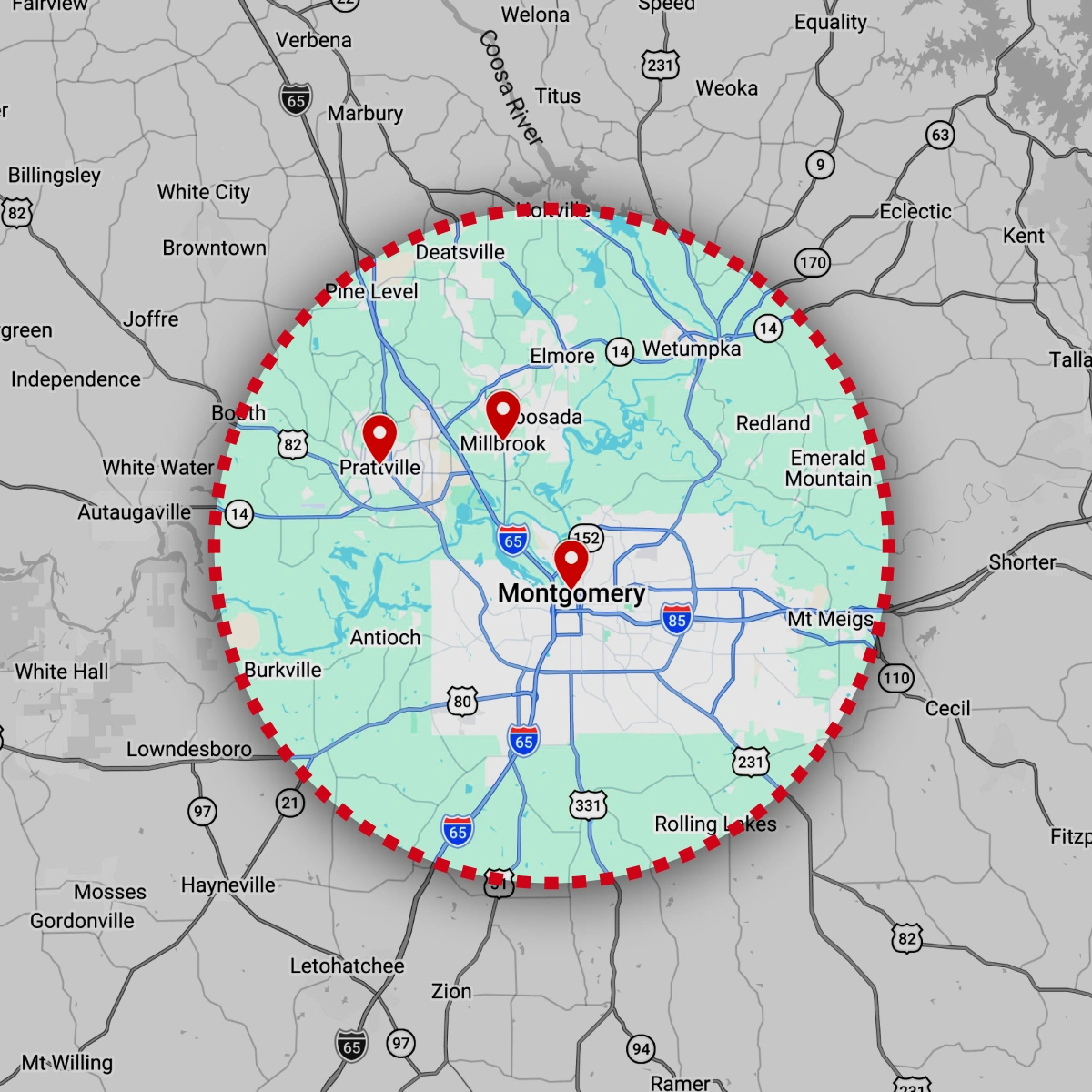 MAP 1 Comfort TEMP Service Company Montgomery, AL